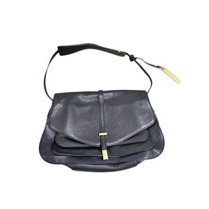 Vince Camuto Molly Black pebble Leather Shoulder Bag with Gold Accents premium